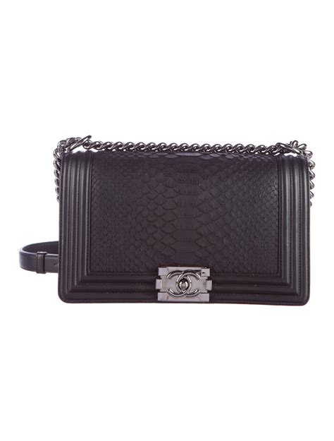 chanel python flap bag black